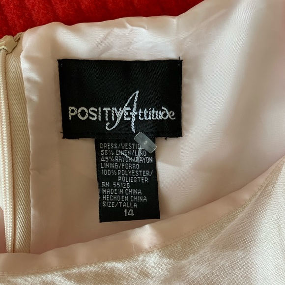 Vintage Pink Linen Midi Dress Size 14 - Picture 8 of 14